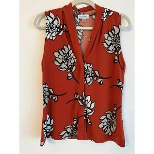 Calvin Klein Women’s Floral Sleeveless Top Blouse Size Small.